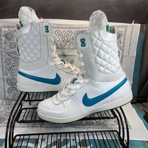 Nike Legends High White Leather Quilted Boot Shoes 333891-143 Women’s Sz 10 VGC